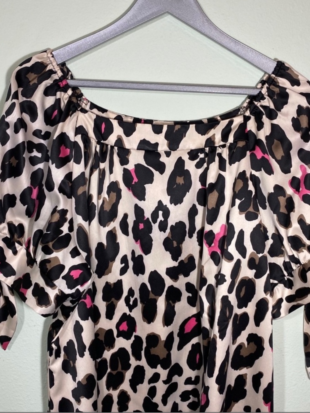 Cato Leopard Print Puff Sleeve Blouse in Cream with Pink Accents Size 18/20 - Picture 5 of 7